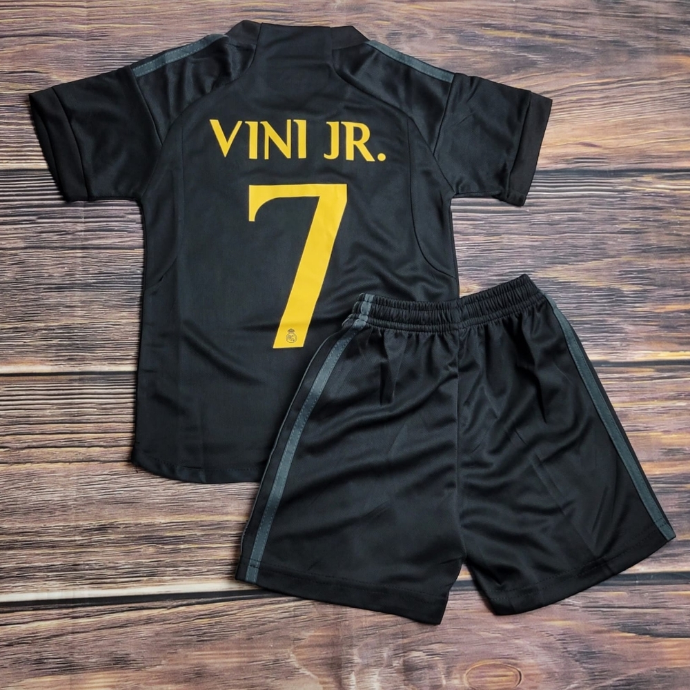 Real Madrid away kid's soccer uniform